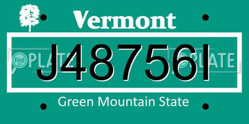 J48756I Vermont License Plate