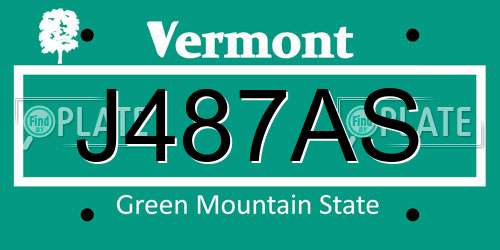 J487AS Vermont License Plate
