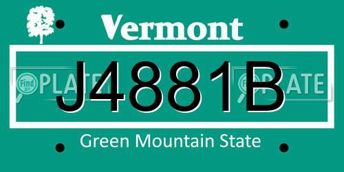 J4881B Vermont License Plate