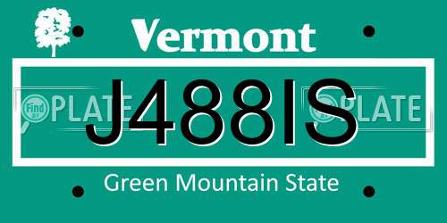 J488IS Vermont License Plate
