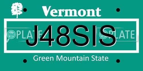 J48SIS Vermont License Plate