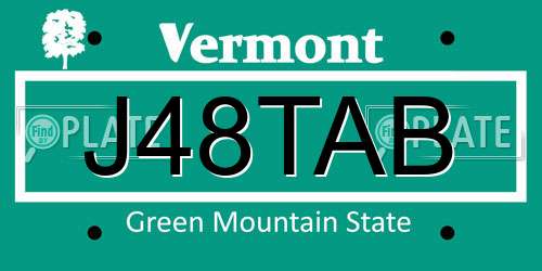 J48TAB Vermont License Plate