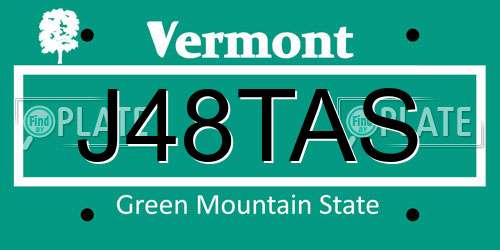 J48TAS Vermont License Plate
