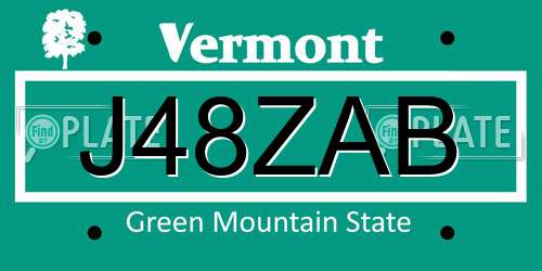 J48ZAB Vermont License Plate