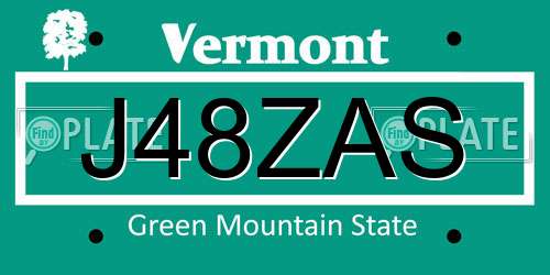 J48ZAS Vermont License Plate