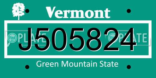 J505824 Vermont License Plate