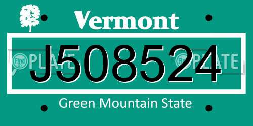 J508524 Vermont License Plate