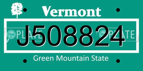 J508824 Vermont License Plate