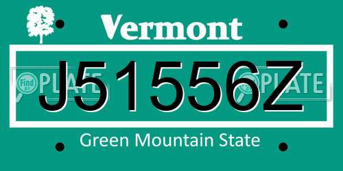 J51556Z Vermont License Plate