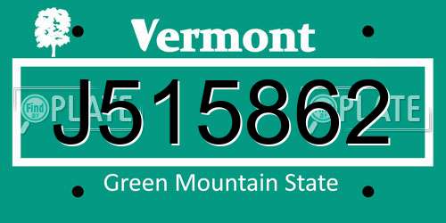 J515862 Vermont License Plate