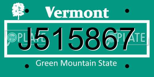 J515867 Vermont License Plate