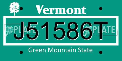 J51586T Vermont License Plate