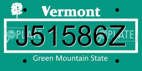 J51586Z Vermont License Plate