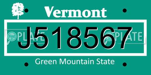 J518567 Vermont License Plate