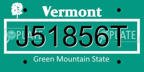 J51856T Vermont License Plate
