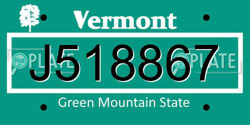 J518867 Vermont License Plate