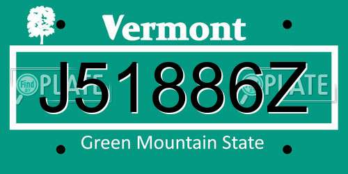 J51886Z Vermont License Plate