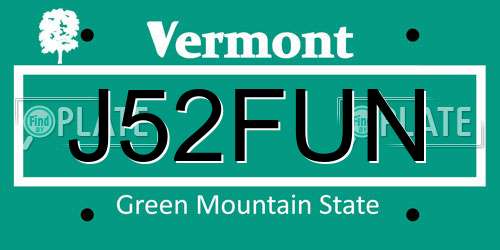 J52FUN Vermont License Plate