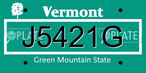 J5421G Vermont License Plate