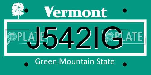 J542IG Vermont License Plate