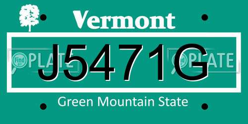 J5471G Vermont License Plate