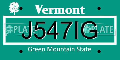 J547IG Vermont License Plate