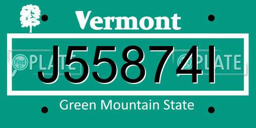J55874I Vermont License Plate