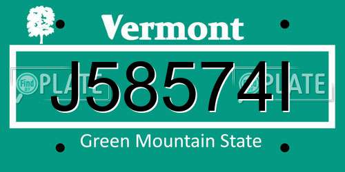 J58574I Vermont License Plate