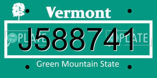 J588741 Vermont License Plate
