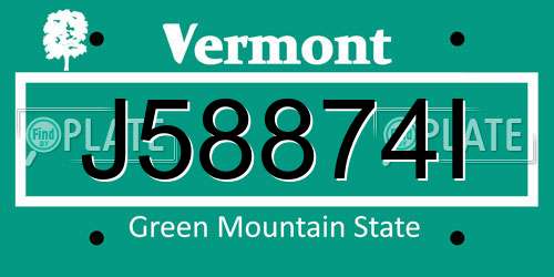 J58874I Vermont License Plate