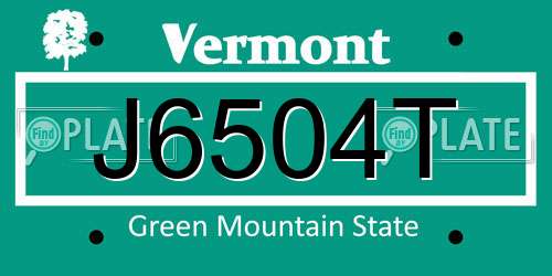 J6504T Vermont License Plate