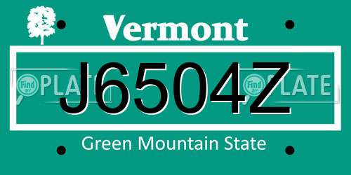 J6504Z Vermont License Plate