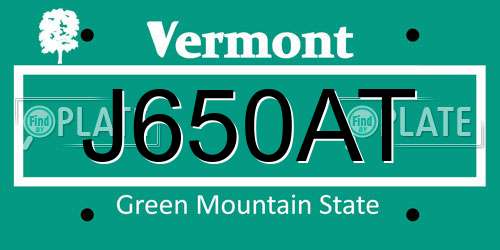 J650AT Vermont License Plate