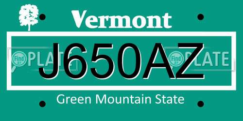 J650AZ Vermont License Plate