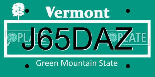J65DAZ Vermont License Plate