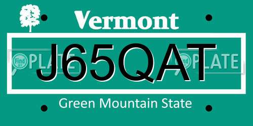 J65QAT Vermont License Plate