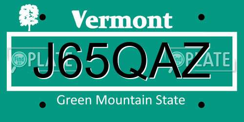 J65QAZ Vermont License Plate