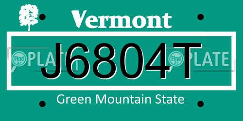 J6804T Vermont License Plate