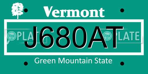 J680AT Vermont License Plate