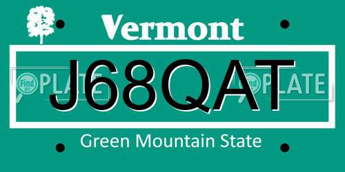 J68QAT Vermont License Plate