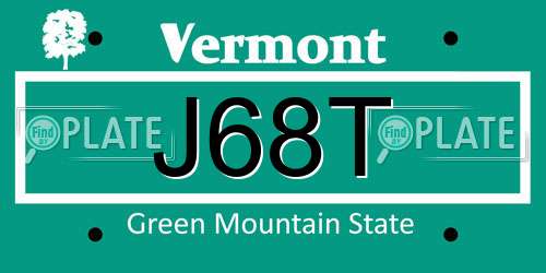 J68T Vermont License Plate
