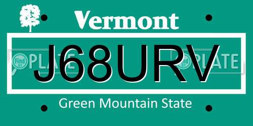 J68URV Vermont License Plate
