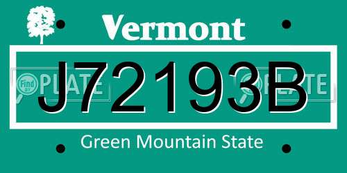 J72193B Vermont License Plate