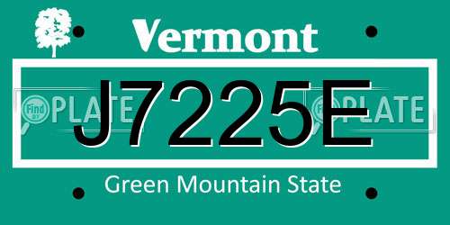 J7225E Vermont License Plate