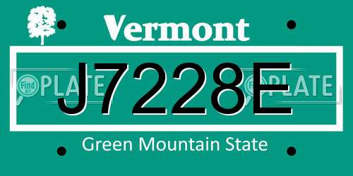 J7228E Vermont License Plate