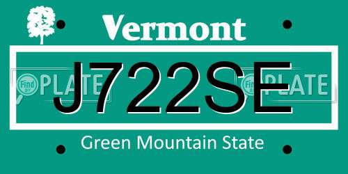 J722SE Vermont License Plate