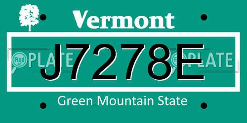 J7278E Vermont License Plate