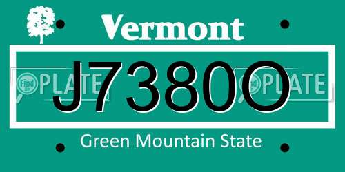 J7380O Vermont License Plate