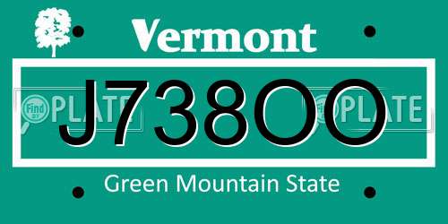 J738OO Vermont License Plate
