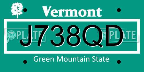 J738QD Vermont License Plate